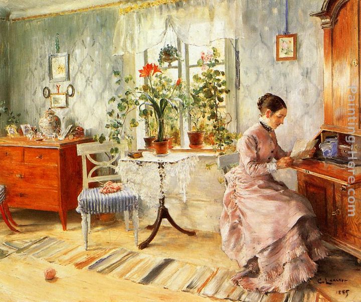 An Interior with a Woman Reading painting - Carl Larsson An Interior with a Woman Reading art painting